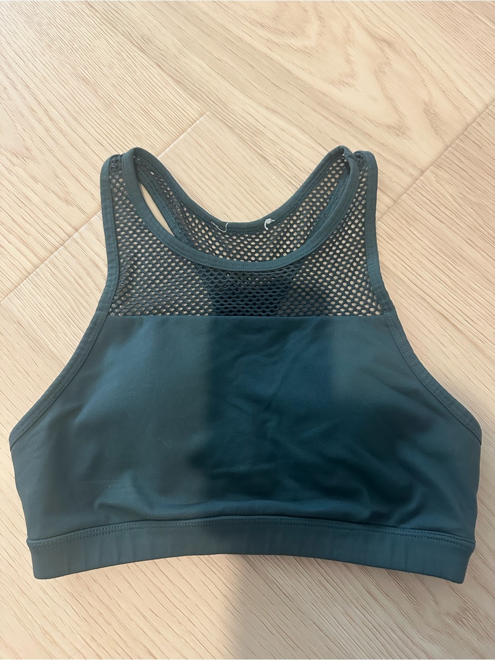 Forever 21 High-Neck Mesh Sports Bra - Teal